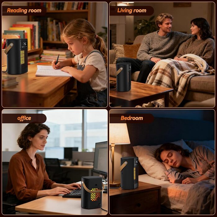 Електричний обігрівач 1500W з осциляцією, захистом від перегріву та перекидання - тихий, швидкий, для дому та офісу