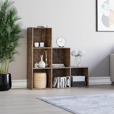 Стелаж для зберігання Vida Designs Durham, 6 кубів, темне дерево, книжкова полиця для вітальні