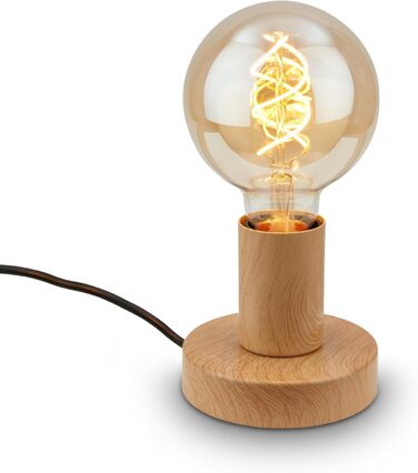 BRILONER Настільна лампа мініатюрна, ретро/вінтаж, E27, 10W, для дому, офісу, читання, 10x9 см, дерево/метал