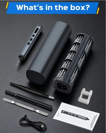 Набір мініатюрних електричних викруток 78 в 1 - прецизійний набір з магнітними Torx викрутками, LED дисплеєм та 5 рівнями крутного моменту для ноутбуків, окулярів, годинників, ПК