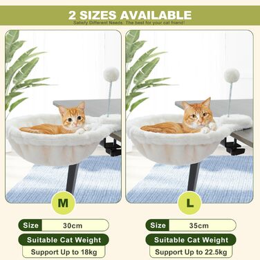 Кішечка PAWZ Road: зручне ліжко-гамак для котів з інтерактивним м'ячиком, 360° обертання, стійка, до 22.5 кг (Бежевий, Кругле)