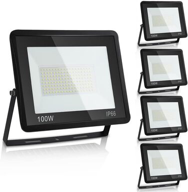 IKODM Outdoor Floodlights, 5-Pack 30W LED Floodlights, 3000K Warm White Outdoor Lighting Floodlight, Waterproof Super Bright 2250LM Construction Lights for Outdoor Yard Garden Garage Sports Field (3000K Warm White, 100W LED Spotlight)
