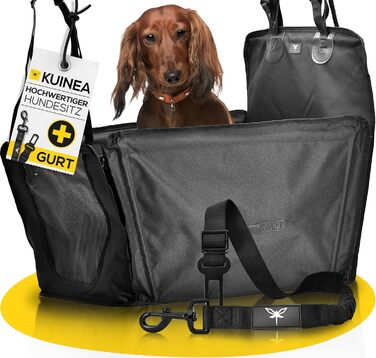 Автокрісло для собак KUINEA® Extra Stable - з ременем безпеки, для собак маленьких та середніх порід, водовідштовхуче, автокошик для собак, автокрісло для собак