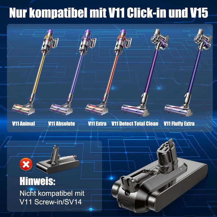 Акумулятор V11 для пилососів Dyson V11, V15, V15C, SV15, SV16, SV22, SV28 (Не підходить для V11 з гвинтовим типом)