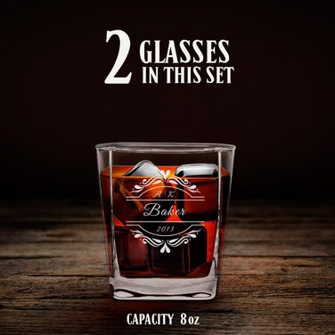 Maverton Whiskey Decanter + 2/4/6 Whiskey Glasses Set with Engraving - 700ml Whiskey Decanter - Christmas Gifts - Anniversary Gift for Couple - Monogram