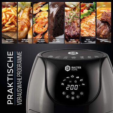 Бальтер Фритюрниця з гарячим повітрям Air Fryer XXL з міні-печі та дегідратором, 10 програм, HL-1200