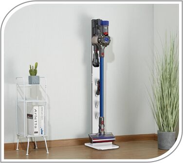 PureMounts Vacuum Floor Stand, Stand Base, Organizer Compatible with Dyson V6 Pro, V7, V8, Cyclone Absolute, V10 Total Clean, Torque Drive, and V11, V12, V15, White