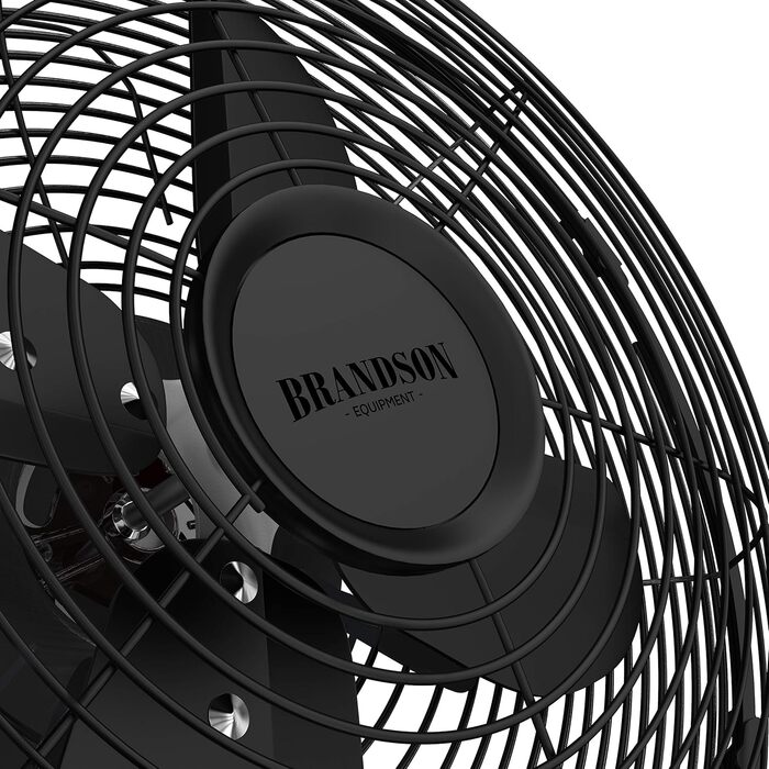 Настільний вентилятор Brandson з мідним дизайном: 3 швидкості, осциляція 80°, кут нахилу 40°, міцний металевий корпус (чорний матовий)