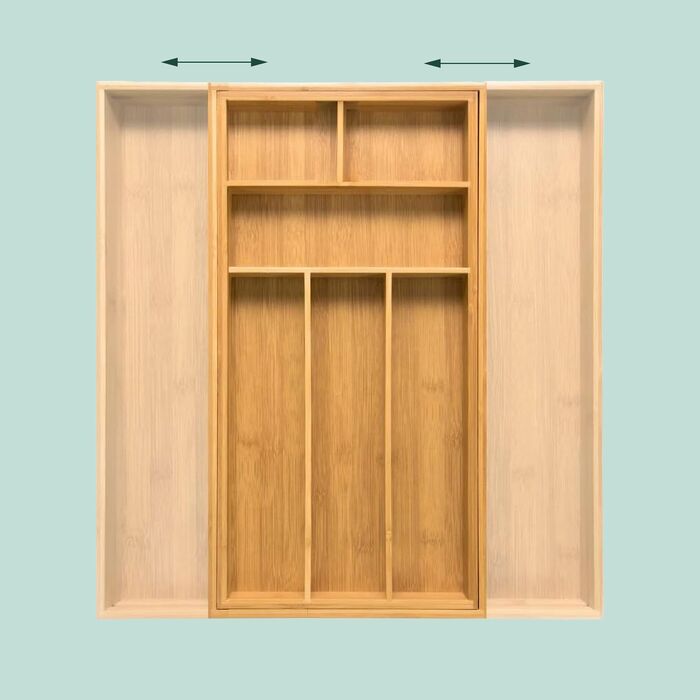 Ящик для столових приборів Relaxdays з висувним бамбуковим ящиком