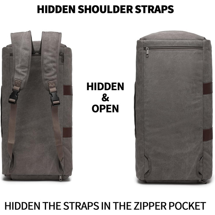 Portable Garment Bag, Men's Suit Bag for Business Travel, Large Leather Travel Bag with Shoe Compartment (Gray Backpack)