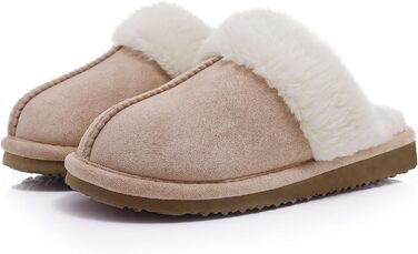 Жіночі халапи Litfun Зимові теплі плюшеві тапочки з замшею Memory Foam з штучним хутром для дому та вулиці (39/40 EU, Абрикосові)