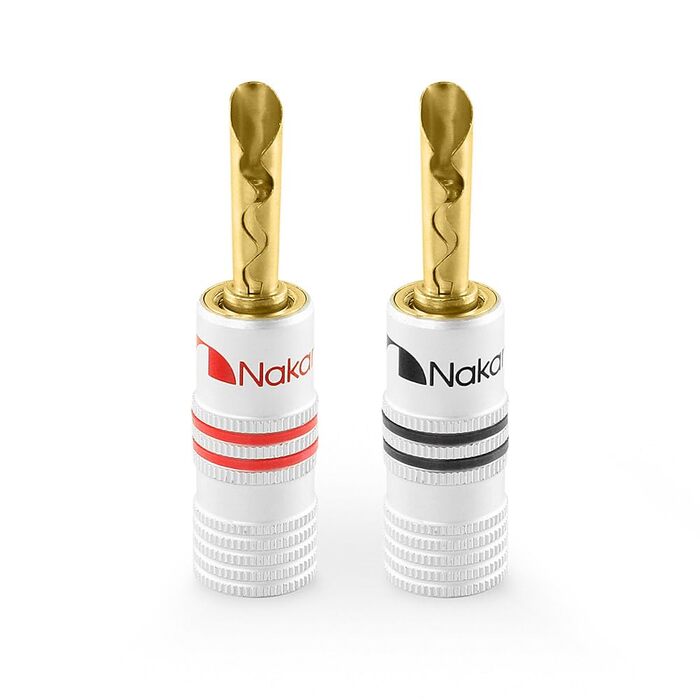 Позолочені бананові роз'єми Nakamichi 24K для акустичних кабелів 12-18 AWG, 4мм, для підсилювачів, Hi-Fi та домашнього кінотеатру, 4 шт (2 пари)