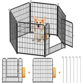 Кінець для цуценят, ігровий майданчик, вольєр для цуценят з дверцятами та засувом, огорожа для тварин, загородження для собак, вольєр для кроликів, металеві з'єднання, 65 x 80 см (8 секцій)