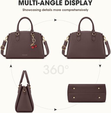 Сумка жіноча RAINSMORE середнього розміру з PU шкіри, для планшета 11 дюймів, з плечовим ременем, для роботи та міста (кава)