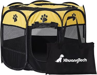 Клітка-манеж для собак та котів XianghuangTechnology, жовта, портативна, складана, діаметр 78,9 см x висота 58,9 см