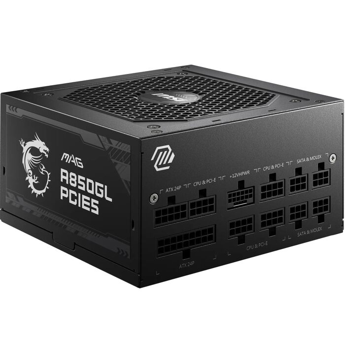 Блок живлення MSI MAG A850GL PCIE5 850W 80 Plus Gold, повністю модульний, ATX 3.0, підтримка PCIe 5.0, 120мм FDB вентилятор