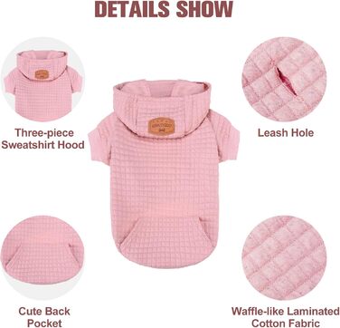 BEAUTYZOO Dog Hoodie for Small, Medium and Large Dogs, Winter, Autumn, Warm Dog Clothes for Puppies, S, M, Dogs, Girls, Boys, Dog Sweater, Shirt, Hoodies with Pocket, (XXS (Back: 8