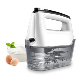 Електричний ручний міксер 6 швидкостей з турбо-режимом, без розбризкування, 400W, тихий мотор, білий, з аксесуарами з нержавіючої сталі