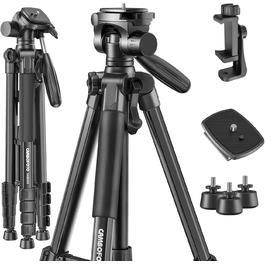 Камера-штатив CAMBOFOTO 188 см для Nikon, Canon, Sony з сумкою, легкий алюмінієвий тринога, 3D-панорамна голова, універсальне кріплення 1/4'' (чорний)
