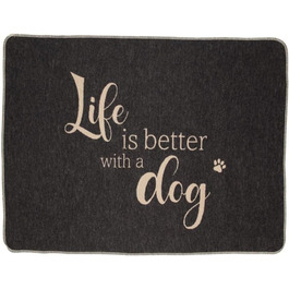 Підстилка для домашніх тварин David Fussenegger Life is Better Dog, маленька, антрацитова, 90x70 см, 7319/98