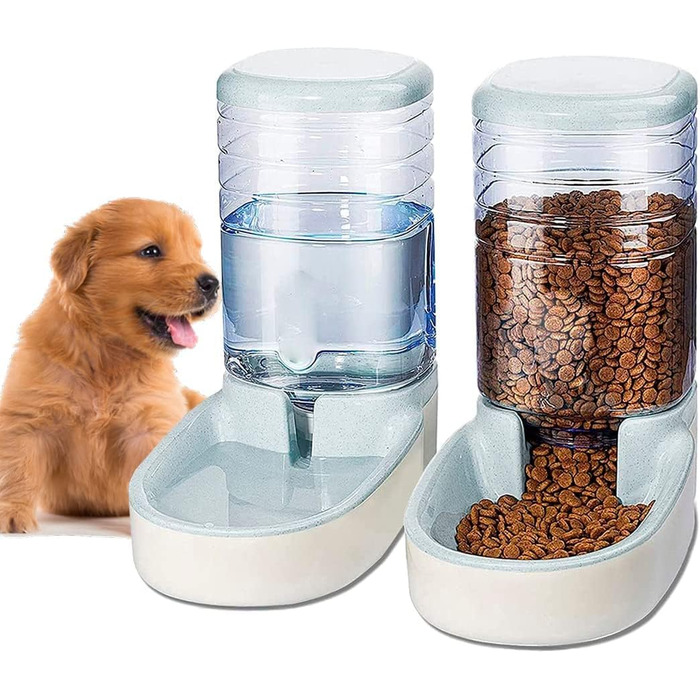 Edipets Automatic Pet Feeder & Water Dispenser - 2 Vessels, 3.8L - Cat & Dog Food & Water Bowl (Gray)