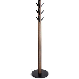 Umbra Flapper Coat Rack – Clothes Rack with 9 Foldable Hooks for Entryway and Office, Wood, White, 57.2 x 57.2 x 165.1 cm, White (Black/Walnut, Single)