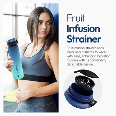 Embrava Best Sports Bottle - 1000ml - fast-flowing, flip-top leak-proof lid that opens with a click - non-toxic, BPA-free & eco-friendly Copolyester-Tritan plastic (Aqua Fusion)