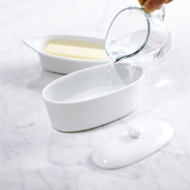 Trudeau 09607081A Butter Boat Butterboot, Porcelain, White