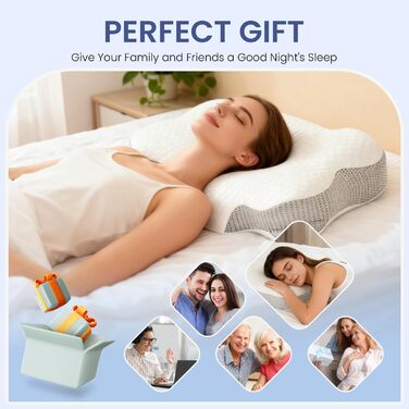 Подушка для шиї з піни Memory Foam, ортопедична для сну на боку, спині та животі (1 шт.), світло-біла
