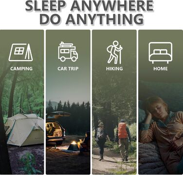 Сплячий мішок BISINNA Mumienschlafsack -10°C - 5°C [400GSM] для чотирьох сезонів, дорослий, водовідштовхувальний, YKK Zip, для відпочинку на природі, кемпінгу, трекінгу та подорожей (зелений)