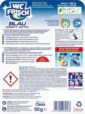 Очищувач для унітазу WC Frisch Kraft Aktiv з хлором, блокувальник запаху та освіжувач (набір 10 шт)