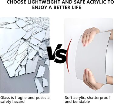 4 самоклейні дзеркала, 20 x 30 см, акрилові дзеркала для стін, школи, дому, вітальні, ванної, спальні