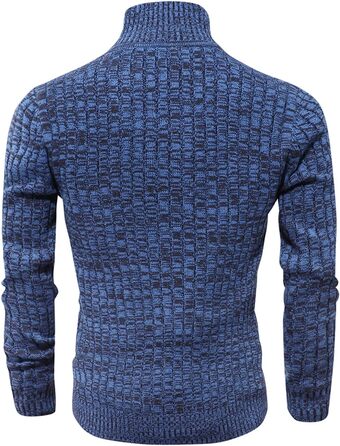 Чоловічий кардиган AOLI RAY з блискавкою, в'язаний, з високим коміром та двома кишенями, блакитний/чорний