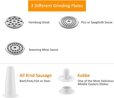 Electric Meat Grinder with Sausage Maker & Cookie Attachment - 1500W Meat & Sausage Machine