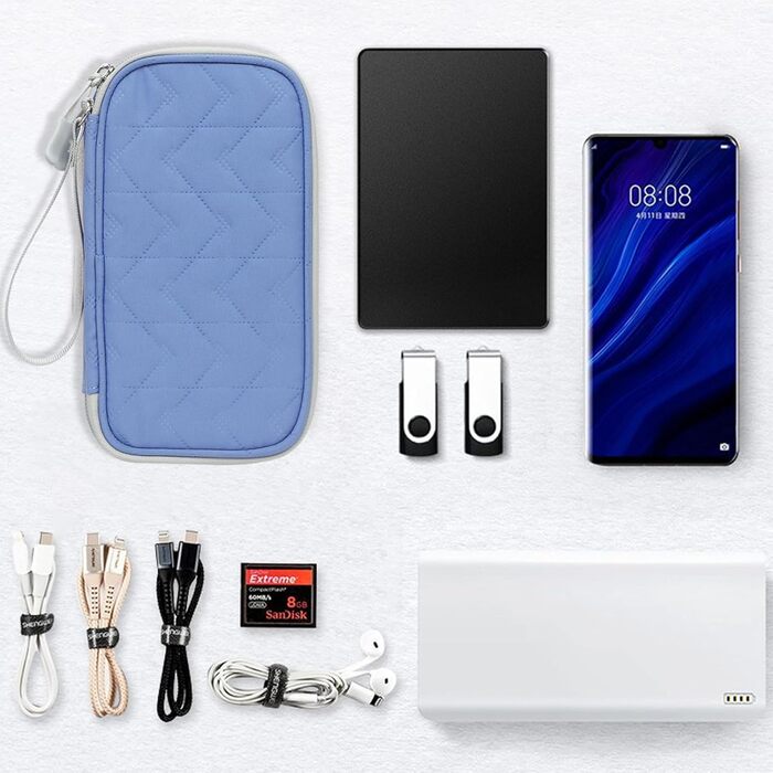 Органайзер для кабелів Skycase: компактна сумка для аксесуарів, USB, Power Bank, 19 x 11 x 5.5 см (фіолетовий)