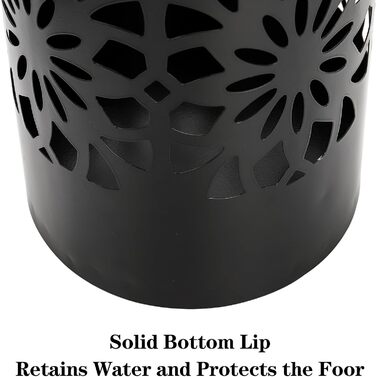 Metal Umbrella Stand with Water Tray - Round Entryway Organizer for Umbrellas, Walking Sticks & Canes