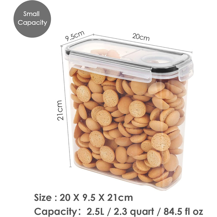 Набір контейнерів Vtopmart 4L: 4 герметичні контейнери для зберігання продуктів, з кришкою, для мюслі та кукурудзяних пластівців, BPA-free, з ручкою та етикеткою