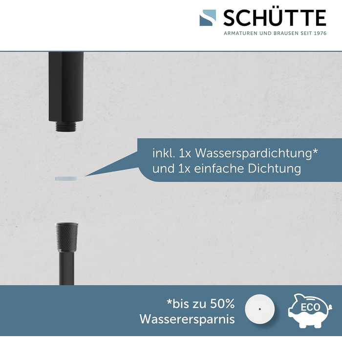 SCHÜTTE Hand Shower SAMOA RAIN | Velvet Jet Technology | Showerhead with over 300 nozzles | 3 adjustable spray patterns | Anti-limescale showerhead for the shower | White (Black)