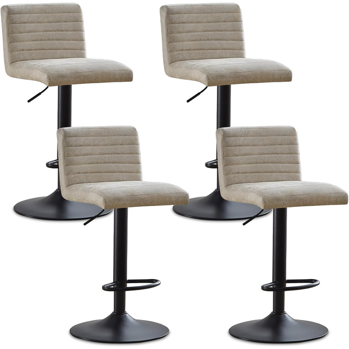 JYMTOM Adjustable Bar Stools Set - Velvet Upholstered Swivel Counter Stools for Bar, Kitchen, Bistro, Cafe & Dining Room (Set of 4, Beige)