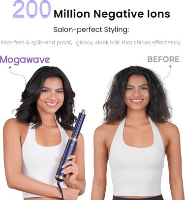 Фен-щітка 5 в 1 Airstyler Pro 1000W з регулюванням напрямку повітря, іонізація, для створення об'єму, локонів та укладання волосся, Blaugold