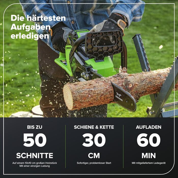 Акумуляторна ланцюгова пила Greenworks G40CS30II 40V, шина 30 см (12