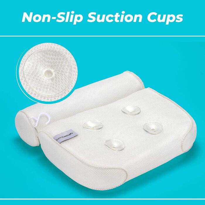Bathtub Pillow (Premium Quality), Luxury Bathtub Pillow (Powerful Suction Cups), for Neck and Back Support, Spa Pillow Bathtub (Breathable 3D Mesh), Whirlpool Pillow (Head