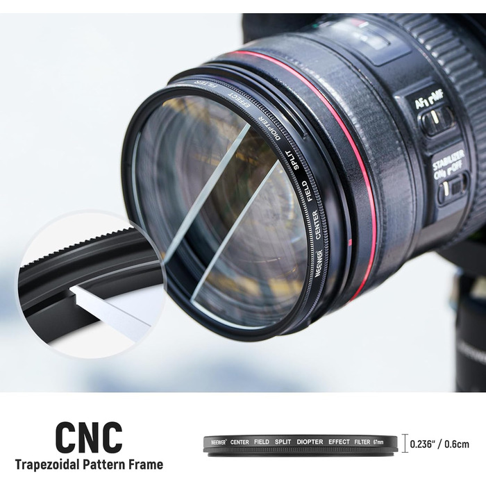 Фільтр Neewer для камери з розділеним діоптрієм (67mm) - лінійний призма K9 з алюмінієвим каркасом, ефект розмиття та повторення кольору