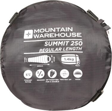 Сплячий мішок Mountain Warehouse Summit 250 - 3/4 сезону, ізольований, мішкоподібний, блакитно-зелений, для кемпінгу та трекінгу