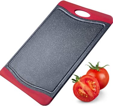 Дерев'яний обрізний дошка Westmark з жолобом для соку, неслизька, захищає леза, розмір 44,5 x 30 см, імітація граніту, пластик, антрацит/червоний, 6217224G (M)