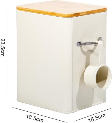 Контейнер для порошку 6.5л з дозатором, коробка для порошку, контейнер для корму, ящик для печива, кавових зерен, тваринного корму (Бежевий)