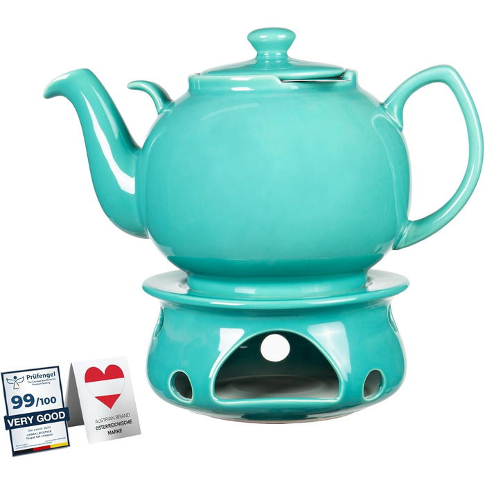 Керамічний чайник Urban Lifestyle LIVERPOOL з ситом із нержавіючої сталі, 1.1 л, бірюзовий