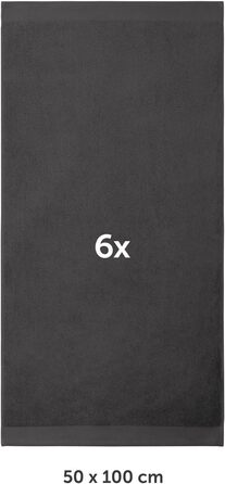 Набір рушників Blumtal Premium Frottier, 6 шт., 100% бавовна, сертифікат Oeko-TEX, 50x100 см, ультрапоглинаючі, сірий антрацит, прання до 60°C