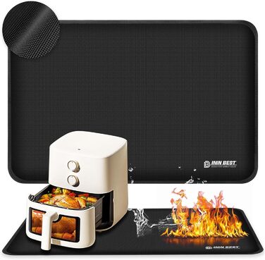 Термостійкий килимок під фритюрницю, Silikonmatten для кухонних стільниць, захист від гарячого, неслизький, водонепроникний (50x30 см, чорний)