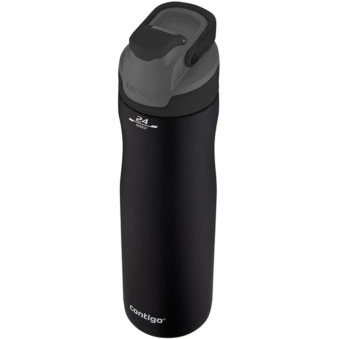 Contigo Autoseal Chill Water Bottle, Matte Black, Stainless Steel Water Bottle with Autoseal Technology, Insulated Bottle Keeps Drinks Cold for Up to 28 Hours, Leak-Proof, BPA-Free, 720 ml